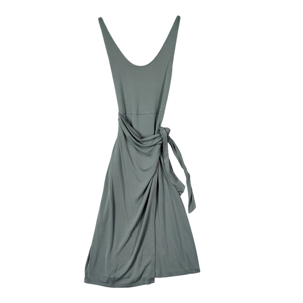 Vince‎ Women Earthy Neutral Minimalist Quiet Luxury Faux Wrap Dress S Gray Green
